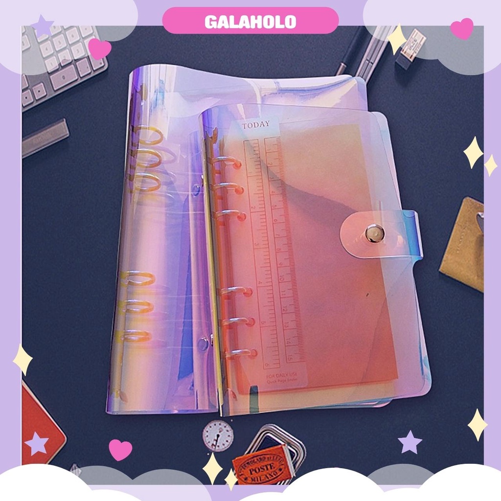 Bìa Sổ Còng A5 A6 A7 Binder  Bìa Nhựa Dẻo Hologram nhiều màu sắc làm sổ Planner Bullet Journal SC3