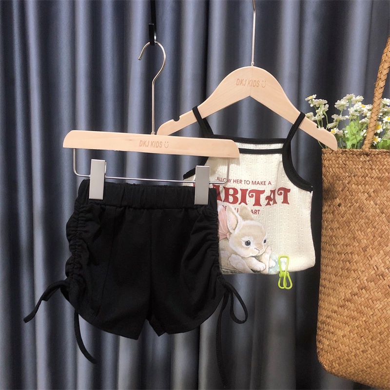 Bộ Áo Sát Nách + Quần Short Họa Tiết Hoạt Hình Thời Trang Mùa Hè Hàn Quốc 2023 Dành Cho Bé Gái