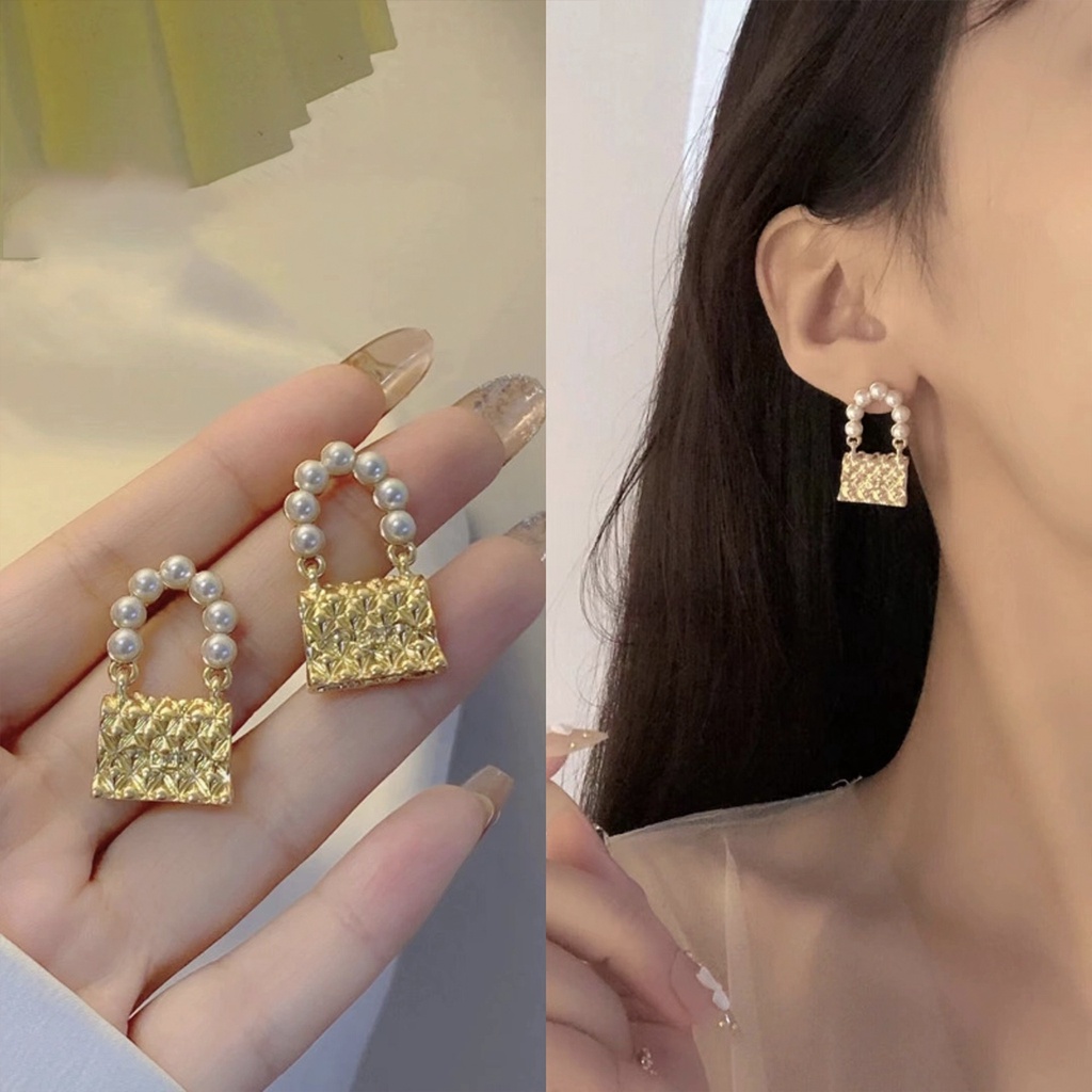 Khuyên tai nữ hình túi xách mạ vàng xinh xắn TB564