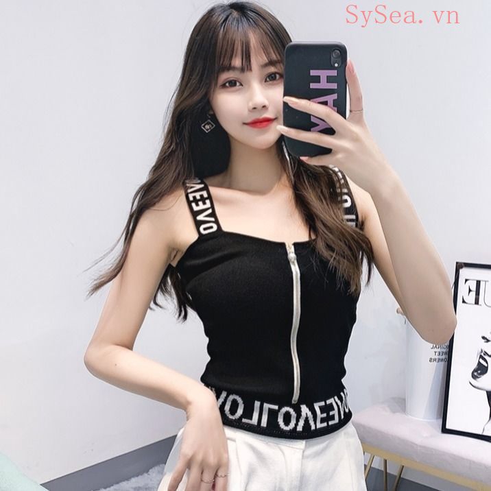 Áo kiểu hai dây in họa tiết chữ cái quyến rũ thời trang dành cho nữ