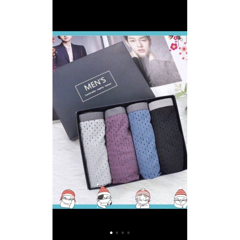 [Free Ship] Combo Hộp 4 Quần Sịp Đùi Thông Hơi Loại Đẹp -