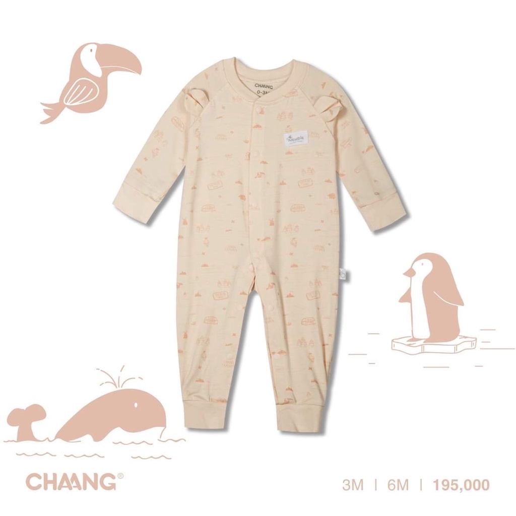 Chaang body cotton dài tay cúc giữa Jungle cho bé trai bé gái sơ sinh