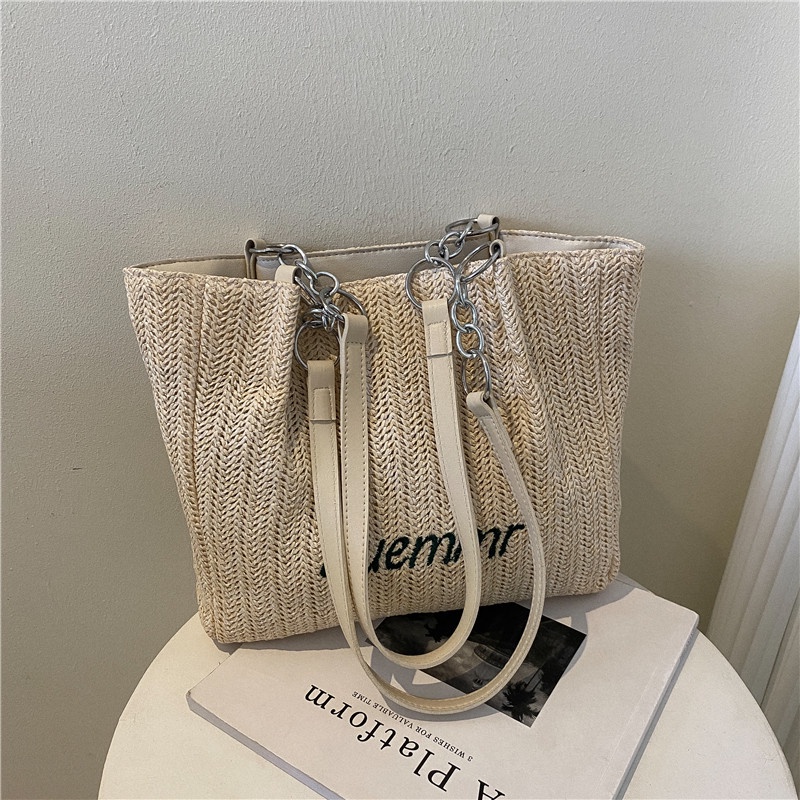 Túi Xách Đan Cói Cỡ Lớn Thiết Kế Mới Thời Trang Theo Phong Cách Âu Mỹ Cho Nữ