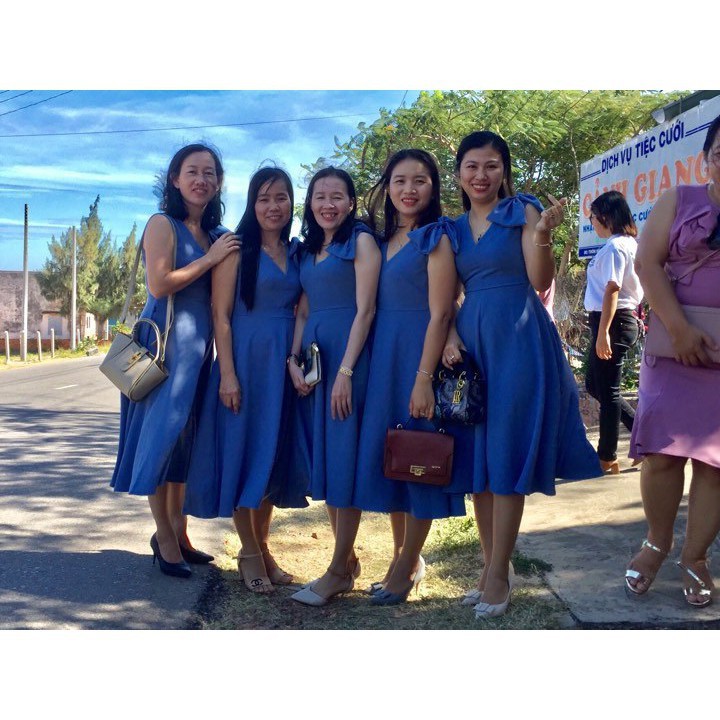 [ xả kho ] MiD Đầm suông nơ vai V1099 Mie Design ảnh thật