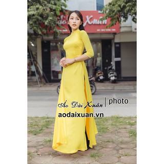 Áo dài lụa vàng trơn - 200802