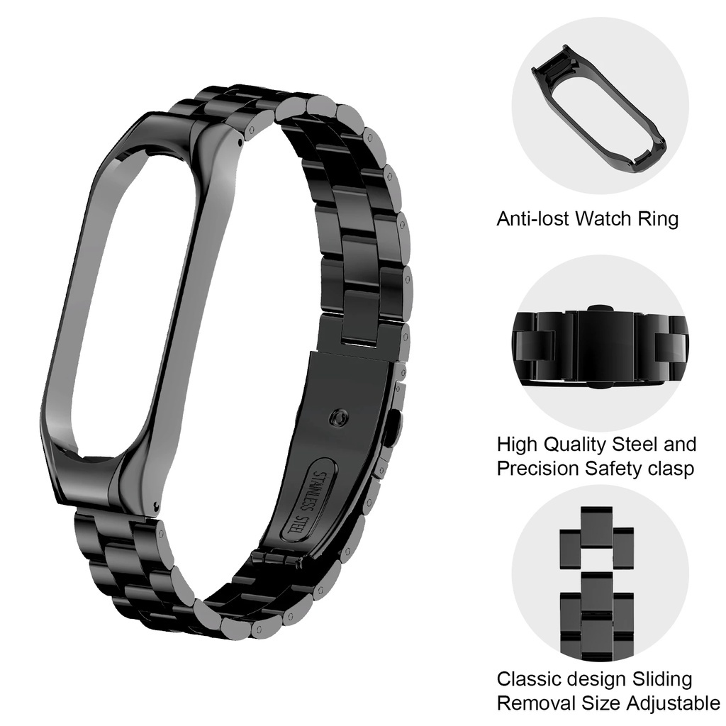 Dây đeo thay thế JANSIN chất liệu kim loại dạng lưới thời trang cho xiaomi mi band 7 7 nfc smart band