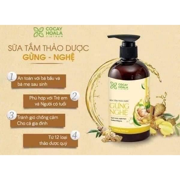 [Chính hãng 100%] Sữa tắm gừng nghệ thảo dược cocayhoala 300ml