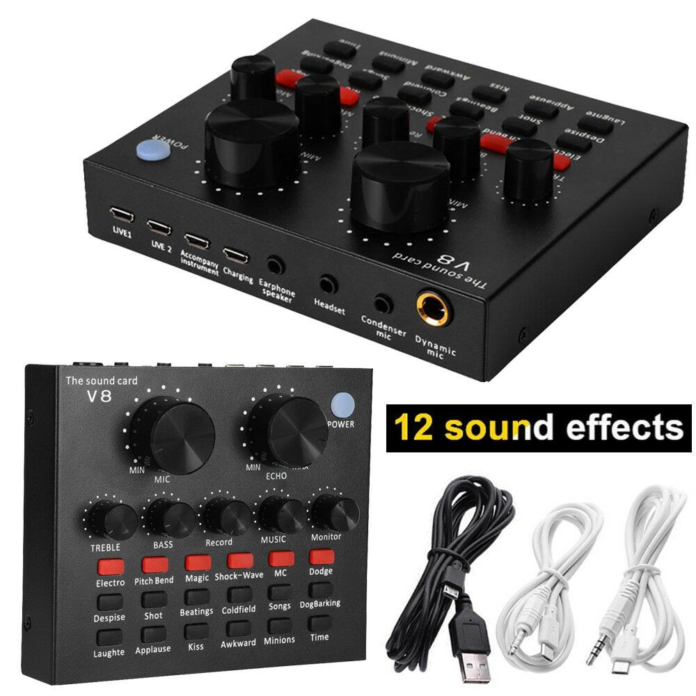 SOUND CARD V8 Chính hãng bản tiếng anh AUTOTUNE có BLUETOOTH âm thanh hay