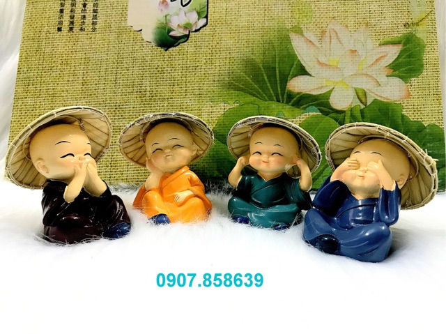 Bộ 4 tượng chú tiểu Tứ Không đội Nón Lá Việt Nam ( Hình Thật -Video Thật) | BigBuy360 - bigbuy360.vn