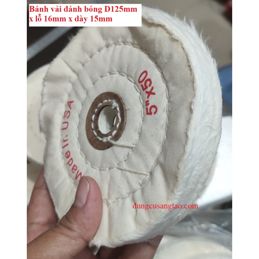 Đầu len mịn đánh bóng 5 inch D125mm lỗ 16mm, bánh vải mài bóng