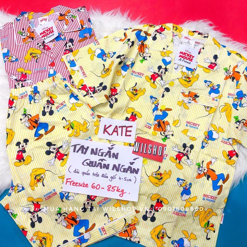 (60-85kg NHIỀU KIỂU) ĐỒ NGỦ PIJAMA THÁI LAN CAO CẤP MICKEY POOH