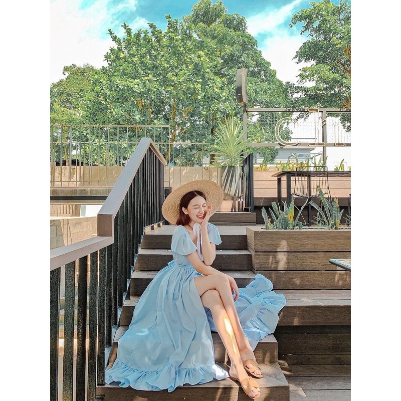 Đầm Mary xoè tầng màu xanh hai phiên bản tha hồ lựa chọn ạ | BigBuy360 - bigbuy360.vn