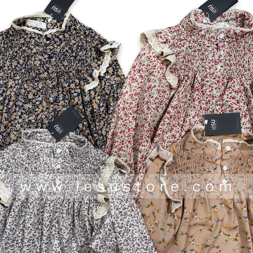 ẢNH TỰ CHỤP Áo babydoll hoa vai bèo bo tay
