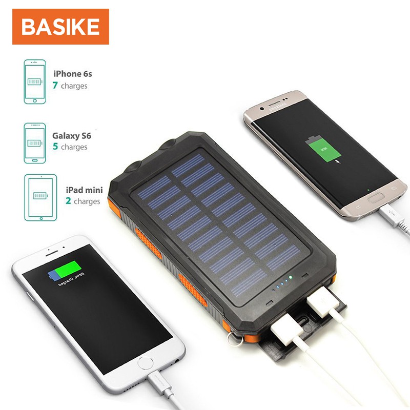 Sạc Dự Phòng BASIKE Năng Lượng Mặt Trời 8000mah Kèm Đèn LED La Bàn Và Cáp Sạc