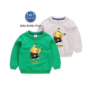 Áo Thun Tay Dài In Hình Pikachu Dễ Thương 10 Màu Lựa Chọn Cho Bé