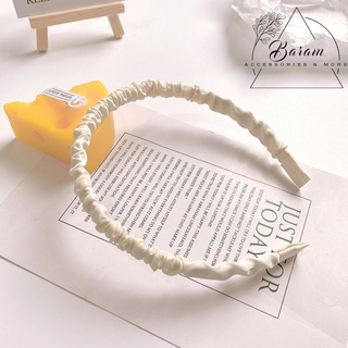 Cài tóc băng đô bờm nữ lụa satin nhún Baram
