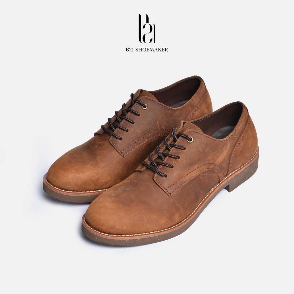 Giày Tây Nam Da Bò Thuộc Nguyên Tấm Đế Độn Tăng Chiều Cao Derby XR phong cách Classic Vintage  Cổ Điển  - B21 Shoemaker