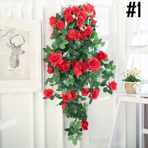 Dây hoa hồng giả bằng lụa dài 2.45m dùng trang trí tiệc cưới