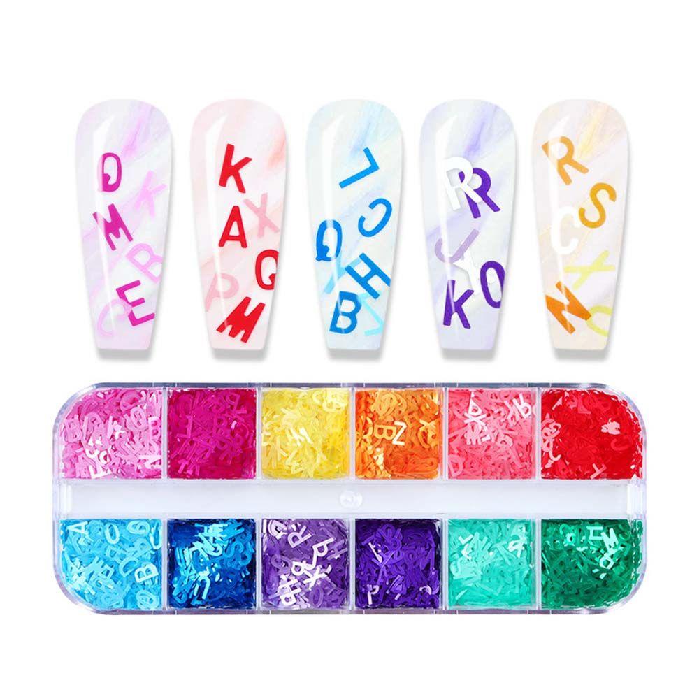 Bộ 26 Chữ Cái Đính Kim Tuyến Lấp Lánh Trang Trí Móng Nghệ Thuật DIY