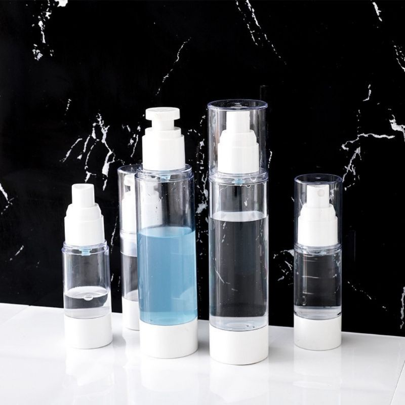 Chai nhựa trong suốt nhấn xịt giọt hút chân không 10ml/ 20ml /30ml/50ml 100ml chiết mỹ phẩm