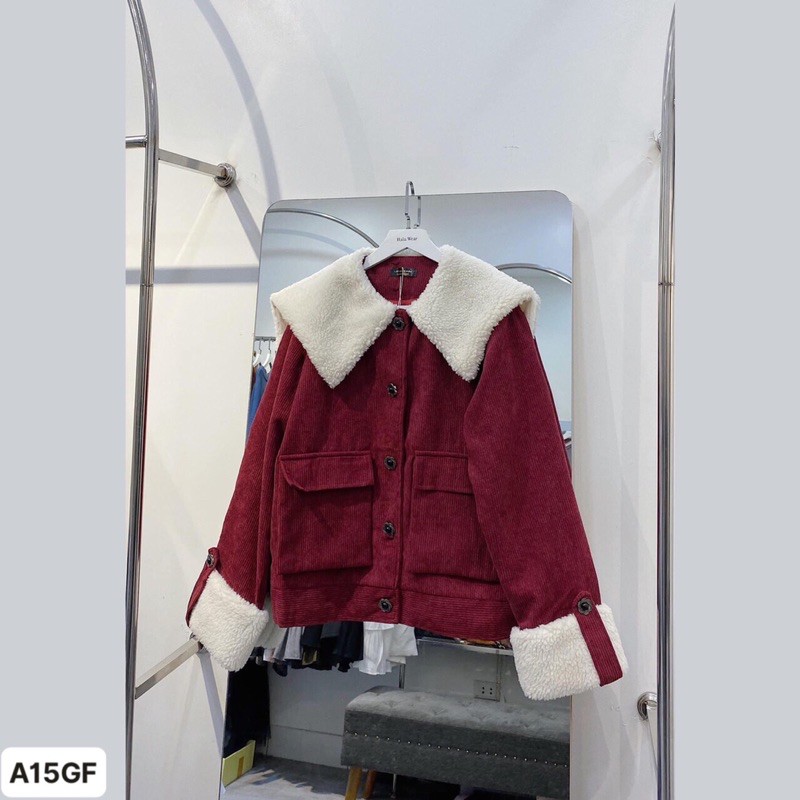 Áo nhung cổ và tay mix lông