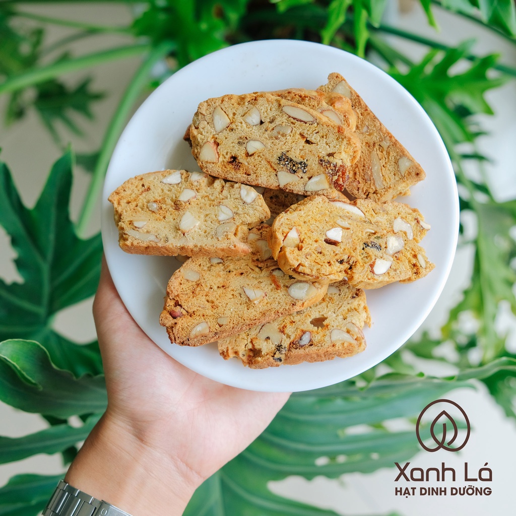 Bánh BISCOTTI hữu cơ nguyên cám không đường Ăn Kiêng, Giảm Cân An Toàn Xanh Lá - Bánh Ngũ Cốc Giảm Cân Healthy