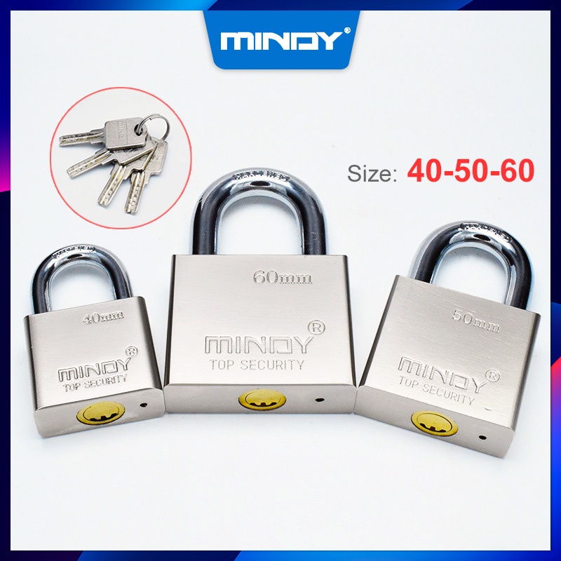 Ổ Khóa Cửa Mindy Cao Cấp Chính Hãng Chống Trộm, Càng Ngắn Kích Thước 40mm/50mm/60mm, Chìa Khóa Muỗng