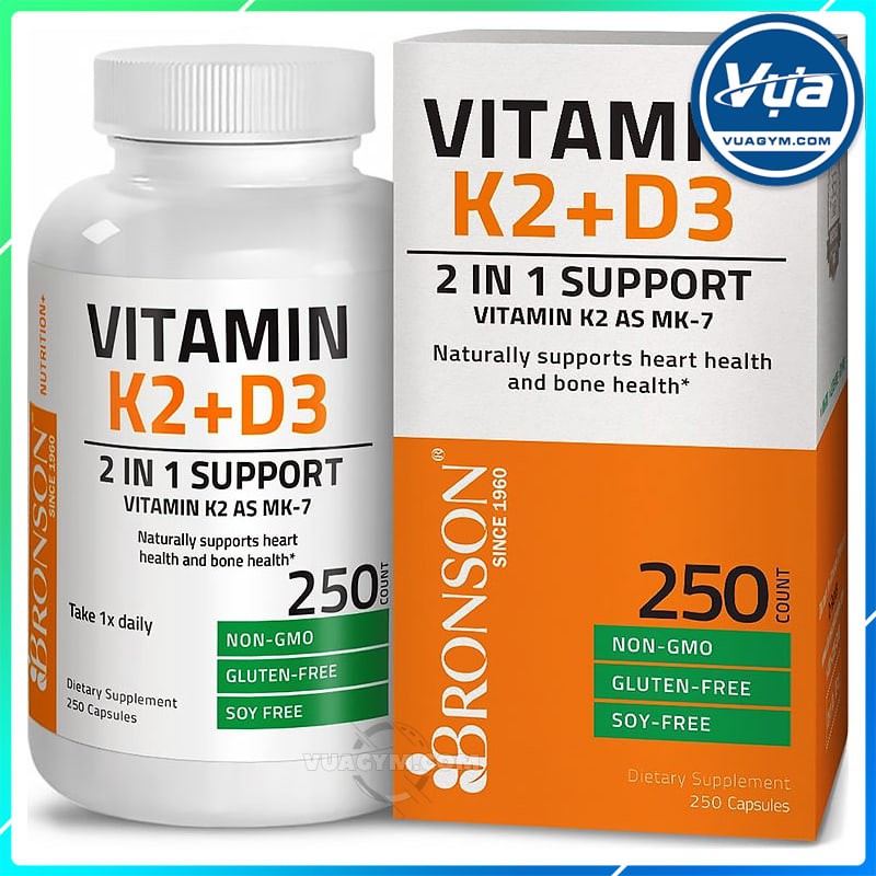 [Mã SR14MAY5 giảm 20K đơn 50K] Thực Phẩm Bổ Sung Bronson - Vitamin K2 (MK7) + D3 (250 viên)