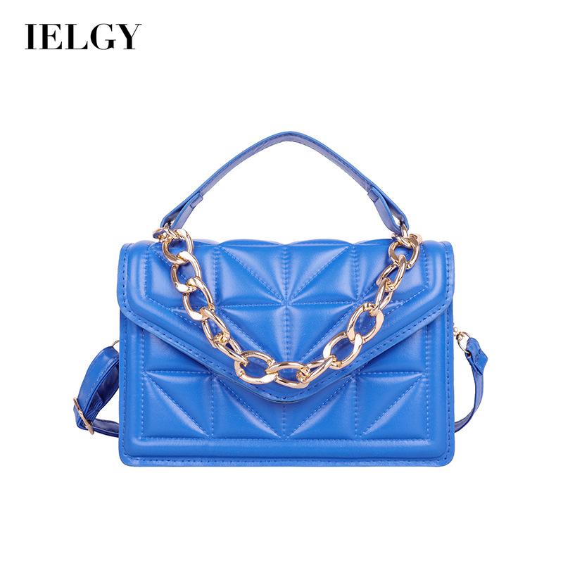 Túi đeo chéo vai IELGY kiểu vuông nhỏ họa tiết hình thoi phối xích thời trang cho nữ