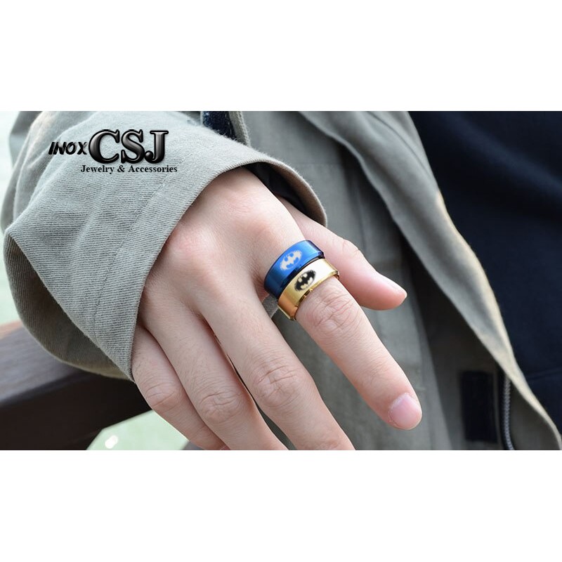 COMBO 05 NHẪN BATMAN INOX BẢNG TO 8LY CÓ ĐỦ MÀU N658 - tặng hộp - siêu đẹp, chuẩn thời trang