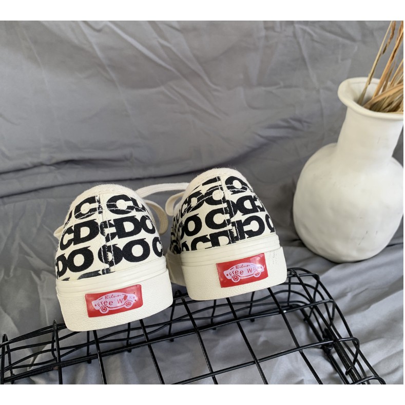Giày Thể Thao Nữ AlyPony 2021 Ulzzang cổ thấp có chữ CDG
