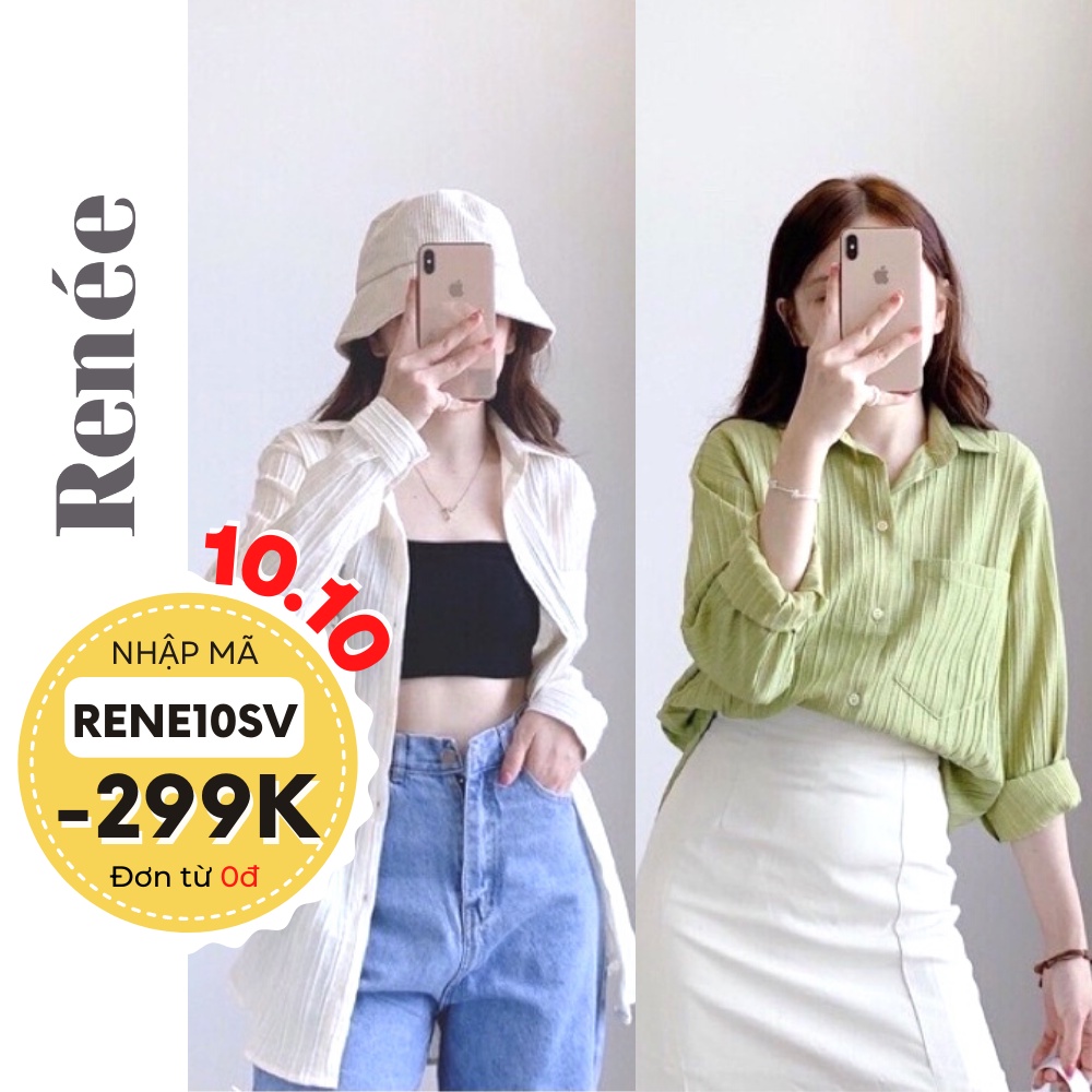 Áo sơ mi nữ tay dài Renee vải đũi nhăn nhiều màu cực xinh - AS32