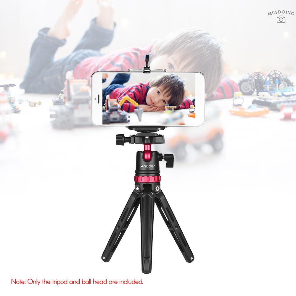 Giá 3 chân Andoer vít 1/4inch đầu bi quay toàn cảnh cho Canon Nikon Sony DSLR DV GoPro Hero 6/5/4/3 Yi Lite 4K iPhone