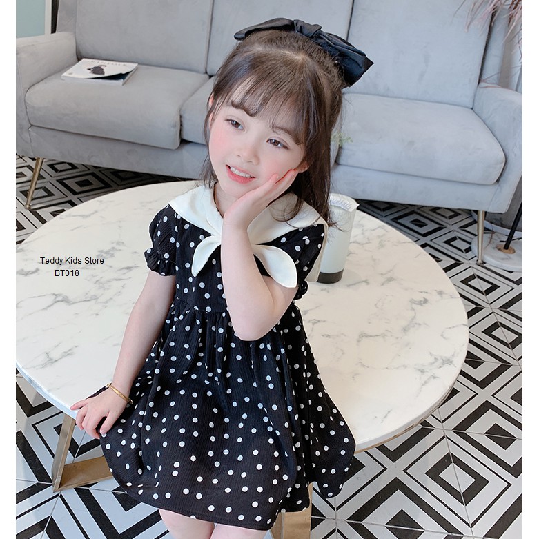 Váy chấm bi tay bồng cho bé gái