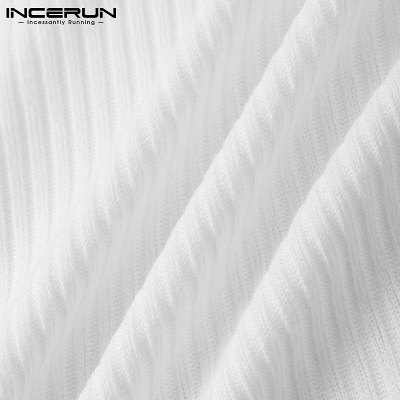 Áo thun ba lỗ INCERUN không tay dáng ôm màu trắng thời trang cho nam