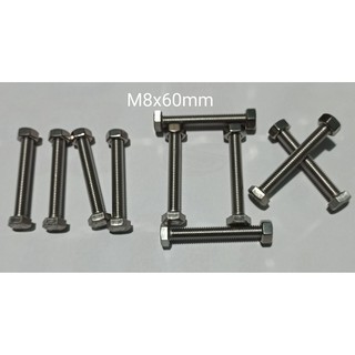 M8x50mm, M8x60, M8x70, M8x80 INOX 304 COMBO Bộ 10 Bu Long Con Tán 8mm INOX Chống Gỉ