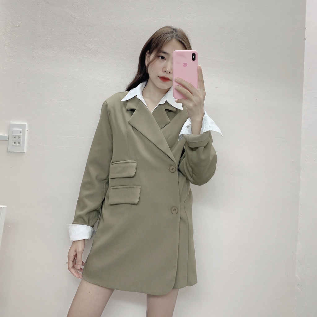 Blazer đắp túi phong cách Hàn Quốc mặc được 2 kiểu - Hình thật shop TD Design