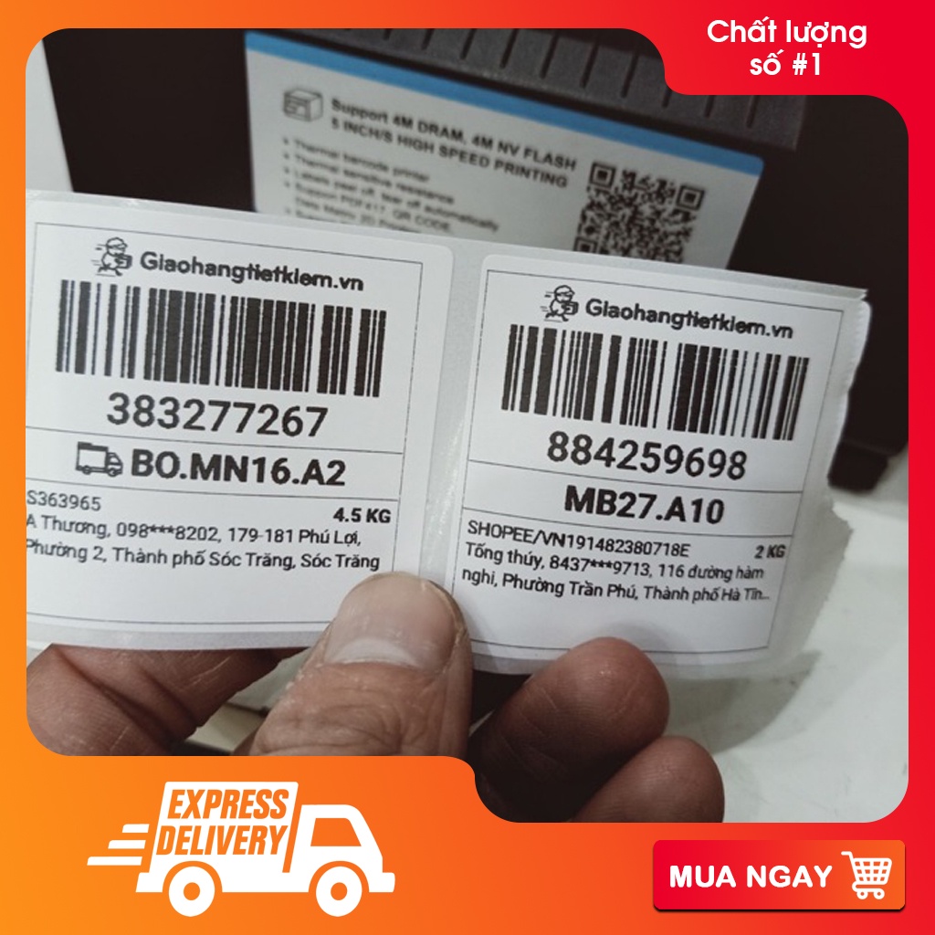 Giấy in tem nhiệt 50x50 mm (Tem, decal GHTK) - Cuộn 30m