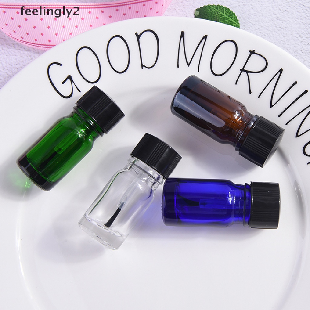 Lọ Đựng Gel Sơn Móng Tay Bằng Kính Trong Suốt 5ml 4 Màu Tùy Chọn Kèm Cọ Tiện Dụng