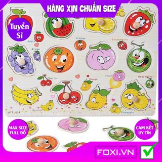 Bảng núm chữ và hình thông minh Foxi-Phát triển khả năng ghi nhớ-tưởng tượng-suy luận-logic-Vừa học vừa chơi-Đồ chơi gỗ