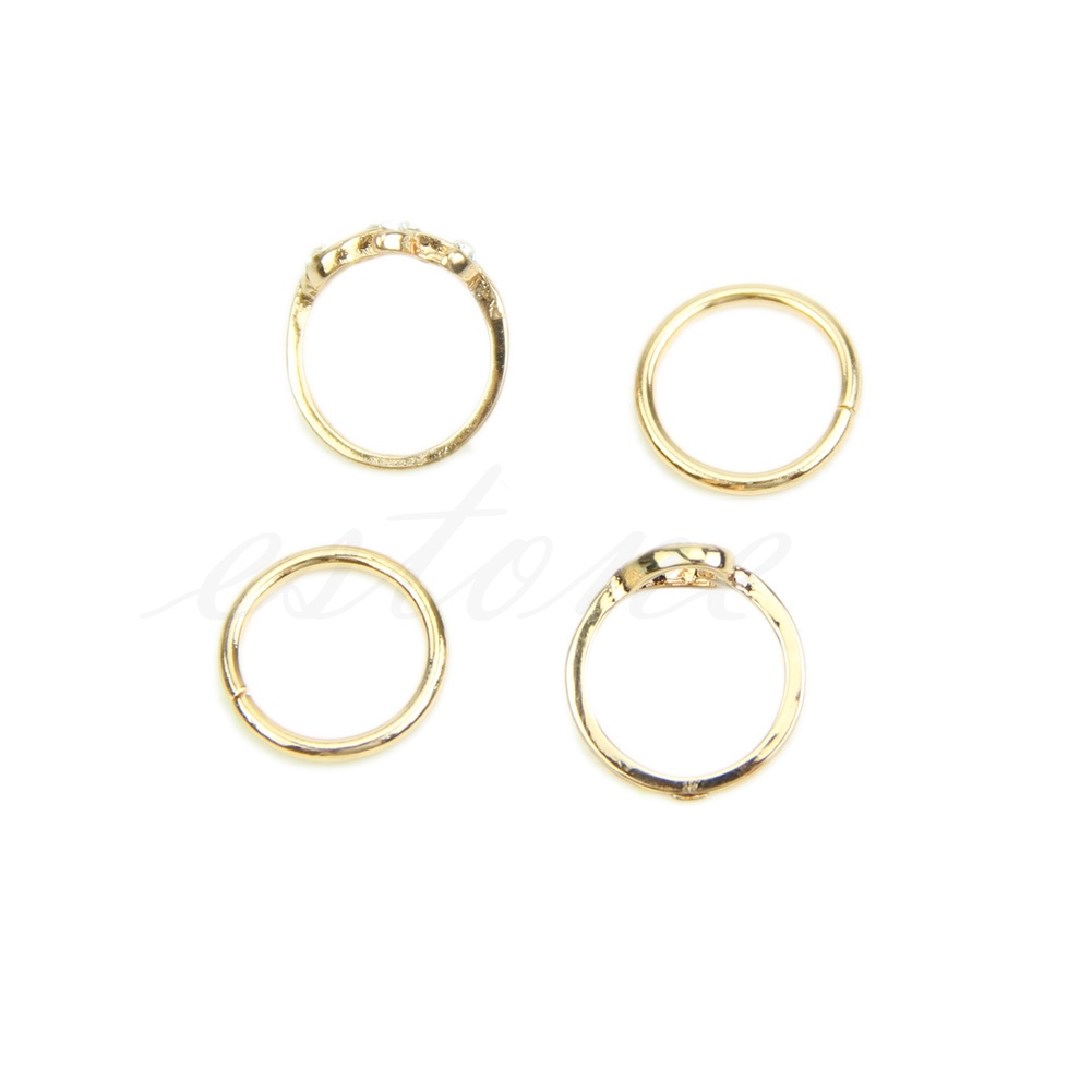 Set 4 Nhẫn Đeo Tay Kim Loại Vintage Cho Nữ