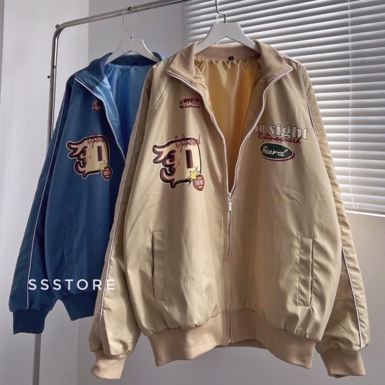 [NEW] Áo Bomber Dù 2 Lớp D On Sight 2 Mầu Kem + Xanh Unisex Nam Nữ( Hàng sẵn)
