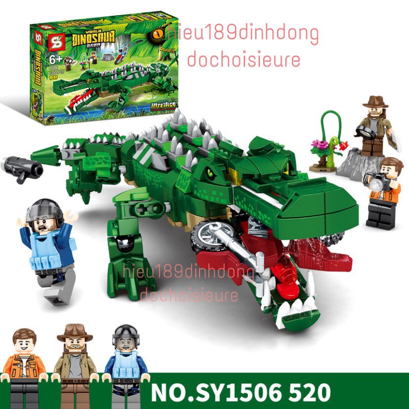 Lắp Ráp xếp hình non Lego Khủng Long Jurassic World Dinosaur sy1506 : Cá sấu chúa tiền sử cổ đại 520+ mảnh