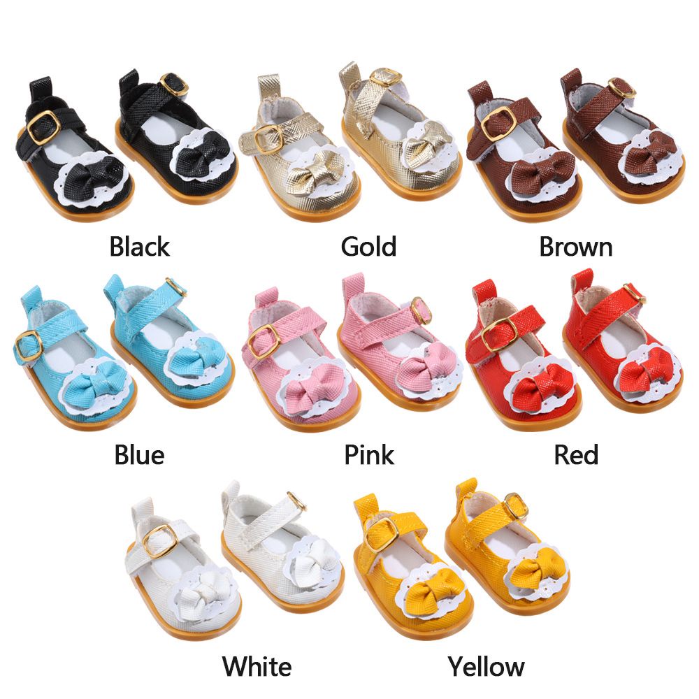 Giày sandal da đính nơ xinh xắn cho búp bê nữ 14 inch