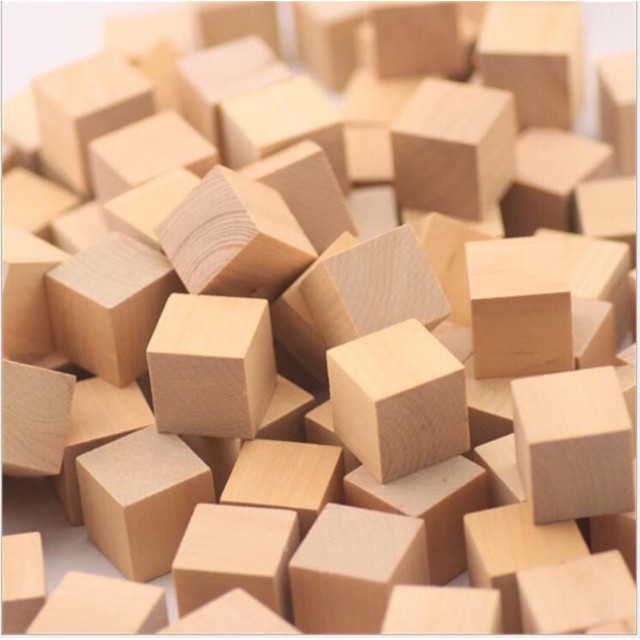 100 Khối gỗ lập phương cube 2cm loại mộc