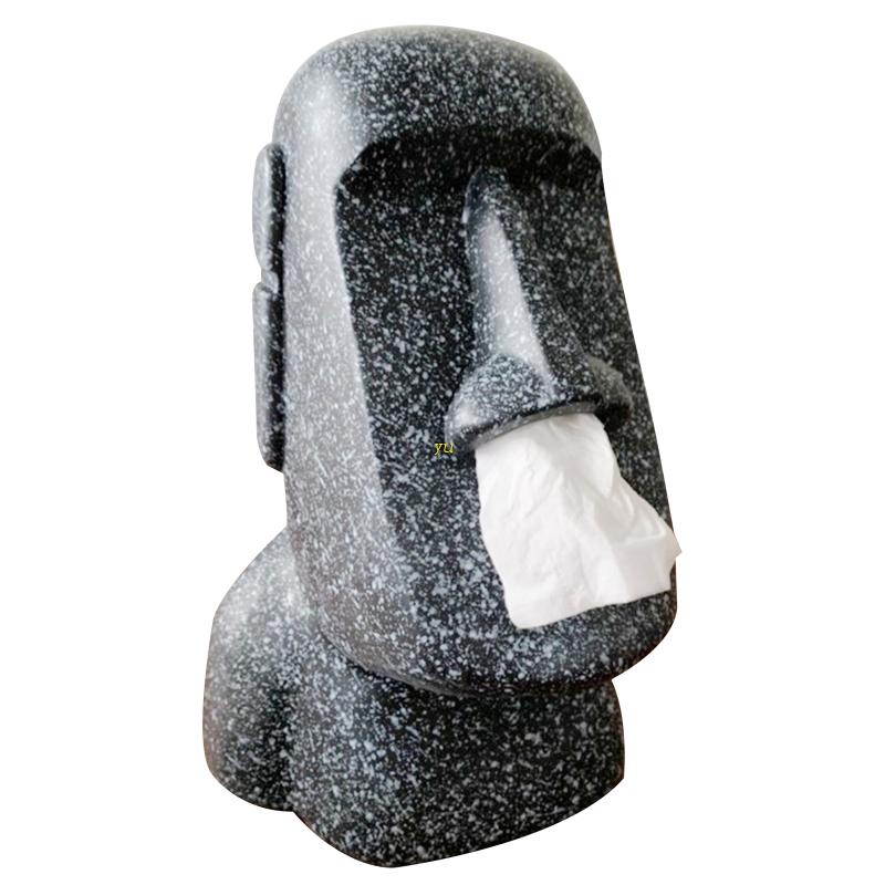 Yu Hộp Đựng Khăn Giấy Tượng Điêu Khắc Bằng Đá Moai Phục Sinh Bằng Resin Trang Trí Phòng Khách / Phòng Ngủ