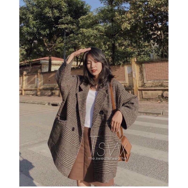 ÁO KHOÁC BLAZER KẺ 2 LỚP DÀY DẶN