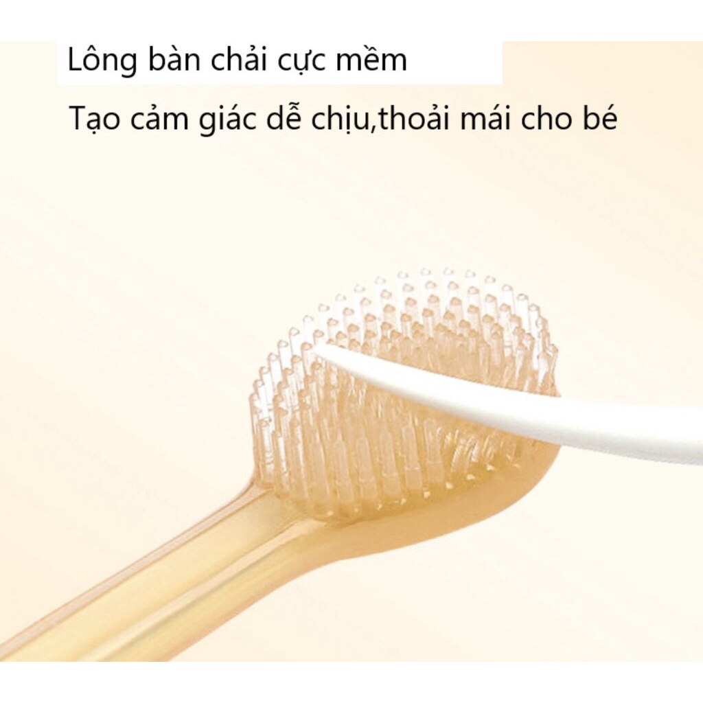 Bộ dụng cụ rơ lưỡi và bàn chải silicon siêu mềm có giá đựng cho bé 0-2 tuổi