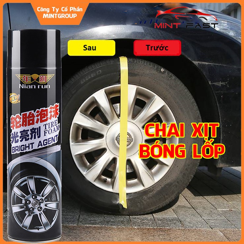 Chai xịt bóng lốp, bảo dưỡng lốp xe, đen bóng lốp Nian Run dung tích 650ml chất lượng !