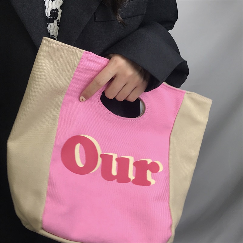 Túi xách tay IELGY từ vải phối màu hồng dễ thương cho nữ